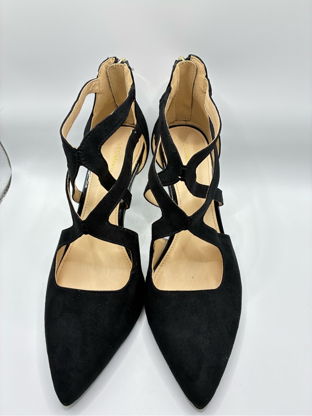 Liz Claiborne Black Pointed-Toe Strappy Heels